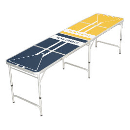 Aangepaste teamkleuren Navy Blue en Goud Beer Pong Tafel