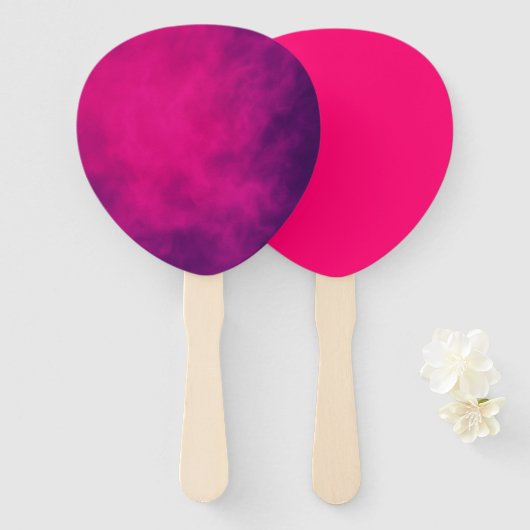 Aangepaste Teardrop Paddle Fan – Neon Roze & Paars Handwaaier (Voorkant en achterkant)