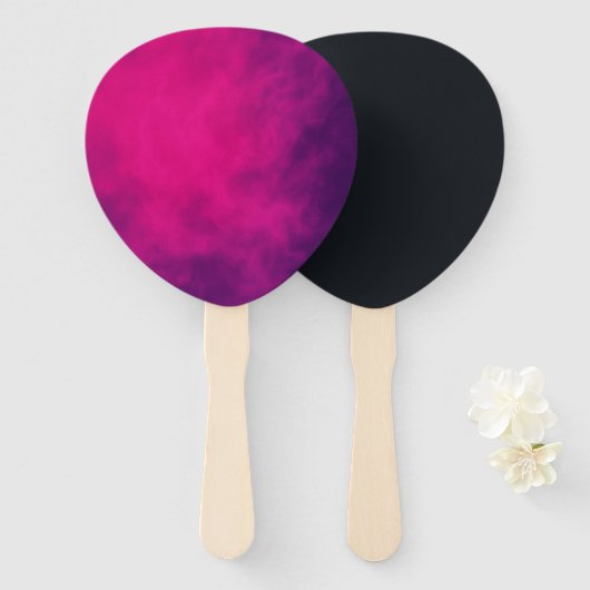 Aangepaste Teardrop Paddle Fan – Neon Roze & Zwart Handwaaier (Voorkant en achterkant)