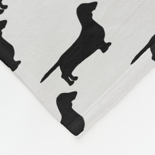 Aangepaste teckel hond silhouet fleece deken (Hoek)