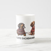 Aangepaste teckel Kerstmis Feestelijke Vakantie Gi Porselein Kop (Voorkant)