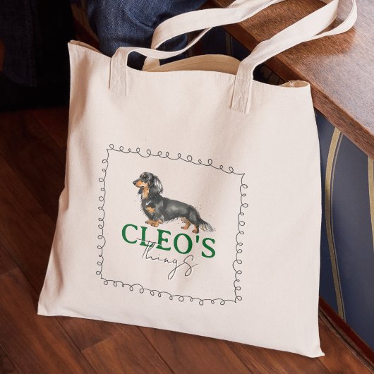 Aangepaste teckel portret hond dingen tote bag