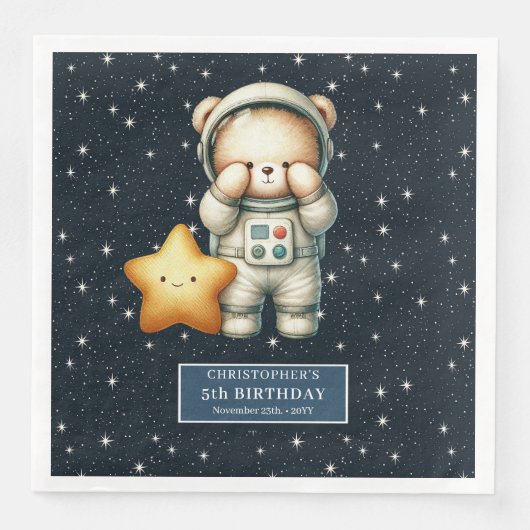 Aangepaste Teddy Astronaut servetten voor Boy Part (Voorkant)