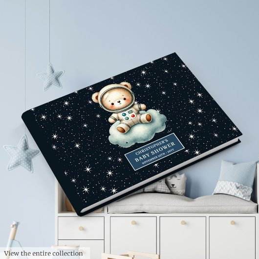 Aangepaste Teddy Bear Astronaut Baby shower gasten Gastenboek
