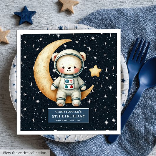 Aangepaste Teddy Bear Astronaut Napkins Baby showe Servet