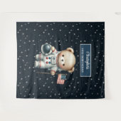 Aangepaste Teddy Bear Astronaut Verjaardag Achterg Wandkleed (Voorkant (horizontaal))