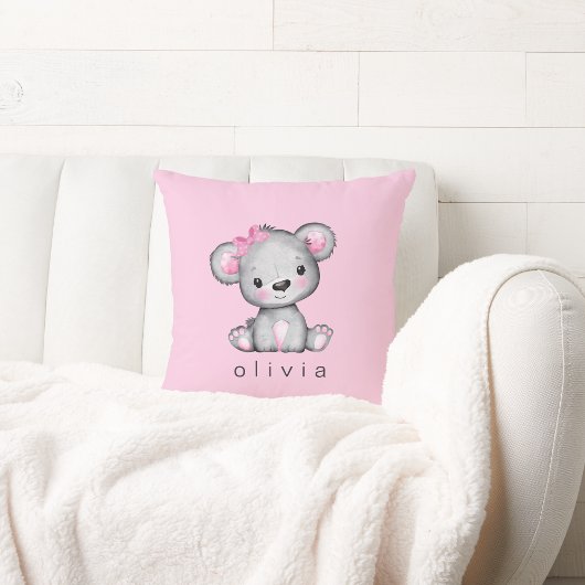 Aangepaste Teddy Bear Baby Girl Pink Kussen