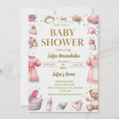Aangepaste Teddy Bear Baby Shower Uitnodigingen (Voorkant)
