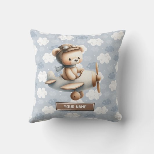 Aangepaste Teddy Bear Kussen voor Baby Boy Nursery (Achterkant)