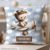 Aangepaste Teddy Bear Kussen voor Baby Boy Nursery