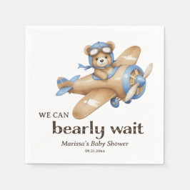 Aangepaste Teddy Bear Pilot Baby Boy Shower Servet