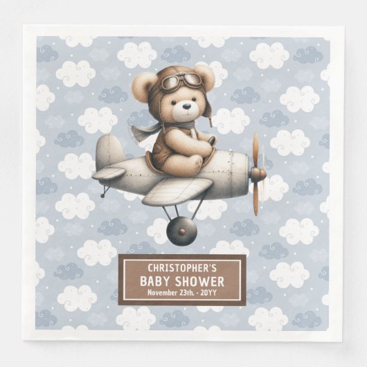 Aangepaste Teddy Bear Pilot Servetten Baby Boy Sho (Voorkant)