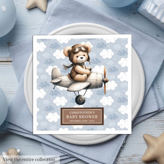 Aangepaste Teddy Bear Pilot Servetten Baby Boy Sho