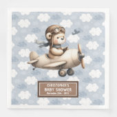 Aangepaste Teddy Bear Pilot-servetten voor Baby sh Servet (Voorkant)