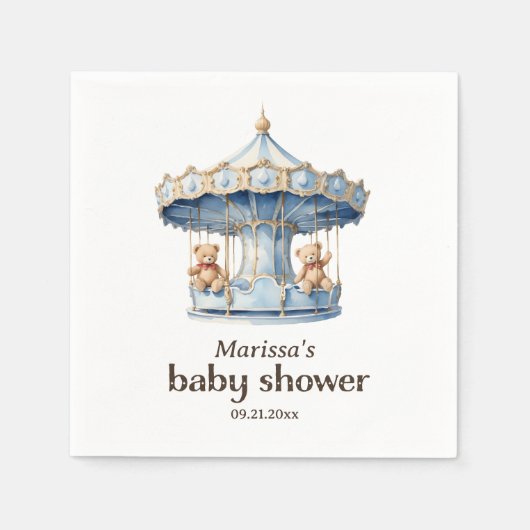 Aangepaste Teddy Bear Twin Boy Baby shower Servet (Voorkant)