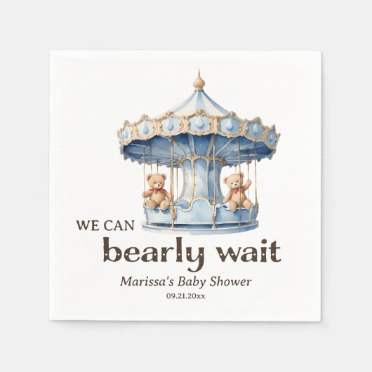 Aangepaste Teddy Bear Twin Boys Baby shower Servet (Voorkant)