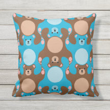 Aangepaste Teddy Bears blauw en bruin kussen voor 