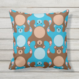 Aangepaste Teddy Bears blauw en bruin kussen voor 