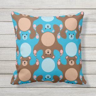 Aangepaste Teddy Bears blauw en bruin kussen voor 