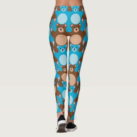 Aangepaste Teddy Bears blauwe tiener leggings (Achterkant)