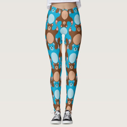 Aangepaste Teddy Bears blauwe tiener leggings (Voorkant)