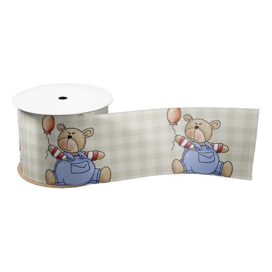 Aangepaste teddybear Baby's eerste verjaardag Satijnen Lint (Spoel)