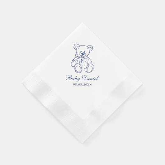 Aangepaste teddybeer babyshower servet (Hoek)