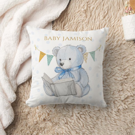 Aangepaste Teddybeer die een boek leest Kussen (Deken)