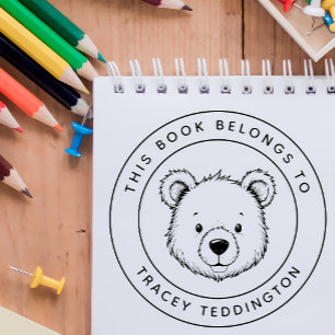 Aangepaste teddybeer Dit boek hoort bij de naam va Rubberstempel