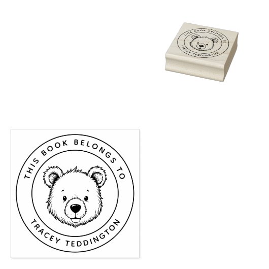Aangepaste teddybeer Dit boek hoort bij de naam va Rubberstempel (Gestempeld)