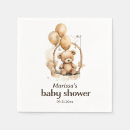 Aangepaste Teddybeer Genderneutraal Baby shower Servet