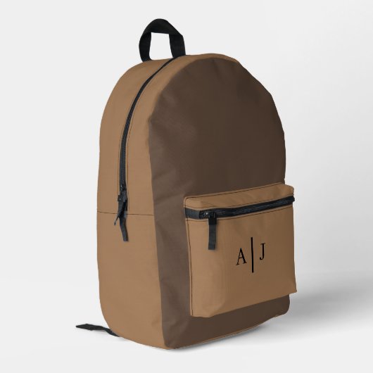 Aangepaste Teen Rugzak – Mocha Brown met Initialen (Achterkant Hoek Links)