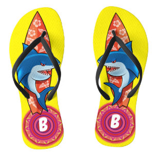 Aangepaste Teenslippers Shark surf hippy boho geel