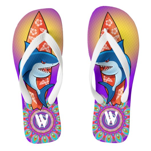 Aangepaste Teenslippers Shark surf hippy boho paar (Voetbed)