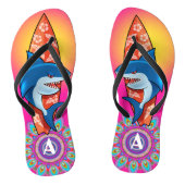 Aangepaste Teenslippers Shark surf hippy boho roze (Voetbed)