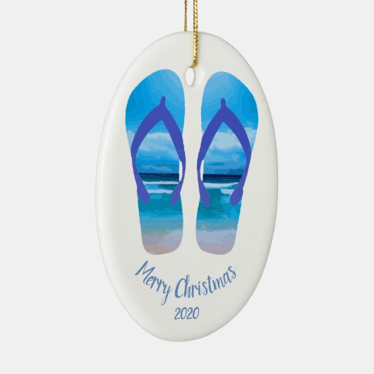 Aangepaste Teenslippers voor kerstbalken Keramisch Ornament (Rechts)