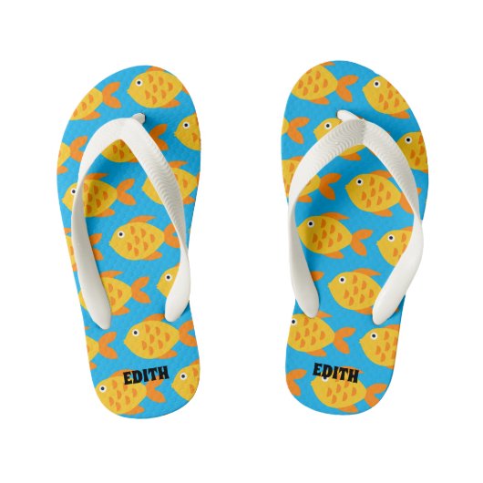 Aangepaste Teenslippers voor kinderen met goudviso (Voetbed)