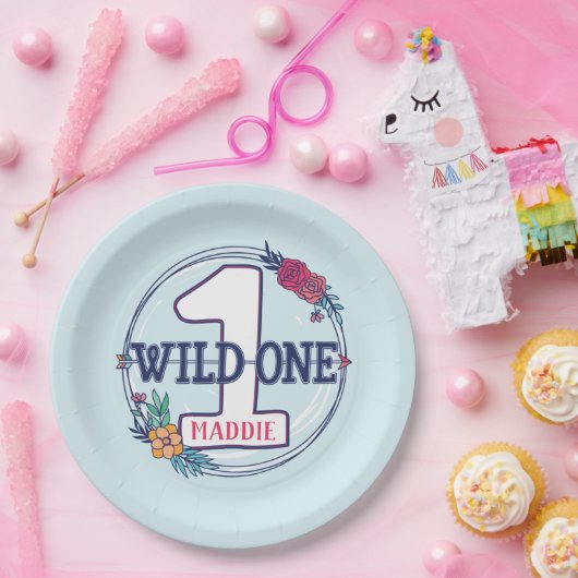 Aangepaste teepee Boho stam eerste verjaardag Papieren Bordje (Feest)