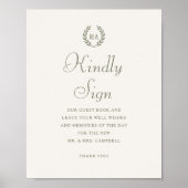 Aangepaste teken Monogram Bruiloft Gast Boek Groen Poster (Voorkant)