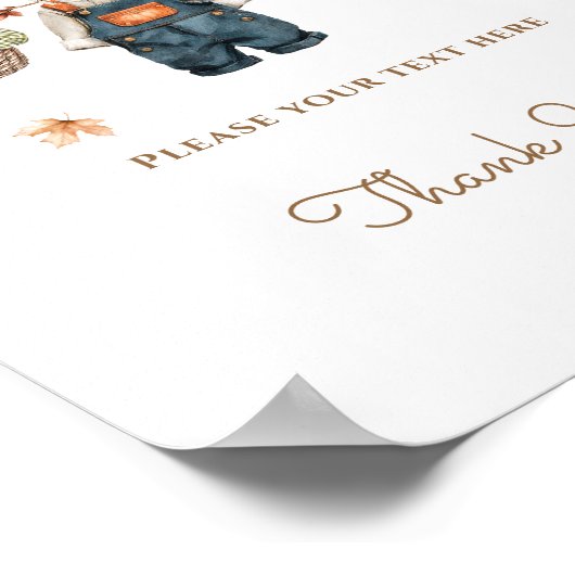 Aangepaste Teken Pompoen Rustieke Herfst Baby show Poster (Hoek)