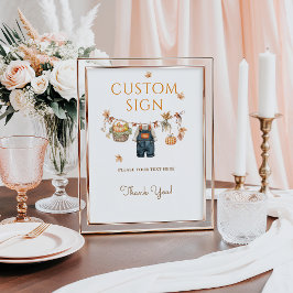 Aangepaste Teken Pompoen Rustieke Herfst Baby show Poster