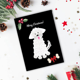 Aangepaste tekening van een cute Maltese teefje Feestdagenkaart