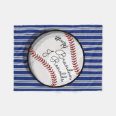 Aangepaste tekenstijl Baseball Navy | Grijze stree Fleece Deken (Voorkant (Horizontaal))