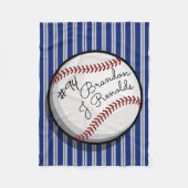 Aangepaste tekenstijl Baseball Navy | Grijze stree Fleece Deken (Voorkant)