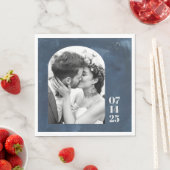 Aangepaste tekenvorm Weduwnaar Fotodatum Navy Blue Servet (Insitu)