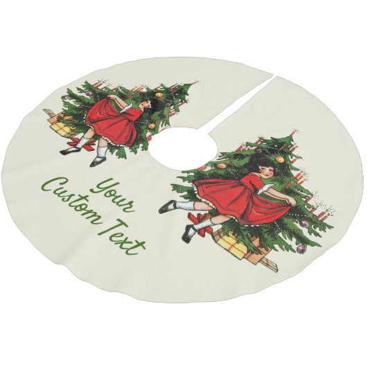 Aangepaste tekst 1950s  meisje met kerstboom rok (Gekanteld)