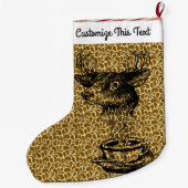 Aangepaste tekst/1960s 70s Abstracte Koffiedeertek Grote Kerstsok (Achterkant)