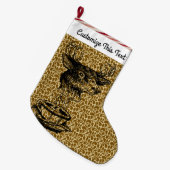 Aangepaste tekst/1960s 70s Abstracte Koffiedeertek Grote Kerstsok (Voorkant (Hangend))