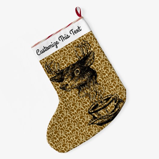 Aangepaste tekst/1960s 70s Abstracte Koffiedeertek Grote Kerstsok (Achterkant (Hangend))