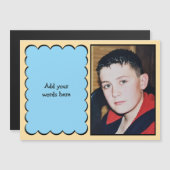 Aangepaste tekst 1 foto perzik blauwe magnetische magnetische uitnodiging (Voorkant / Achterkant)